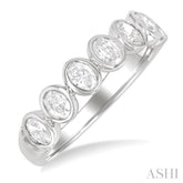 1.00 Ctw 7-Stone Bezel Set Oval Cut Diamond Fashion Band in 14K White Gold